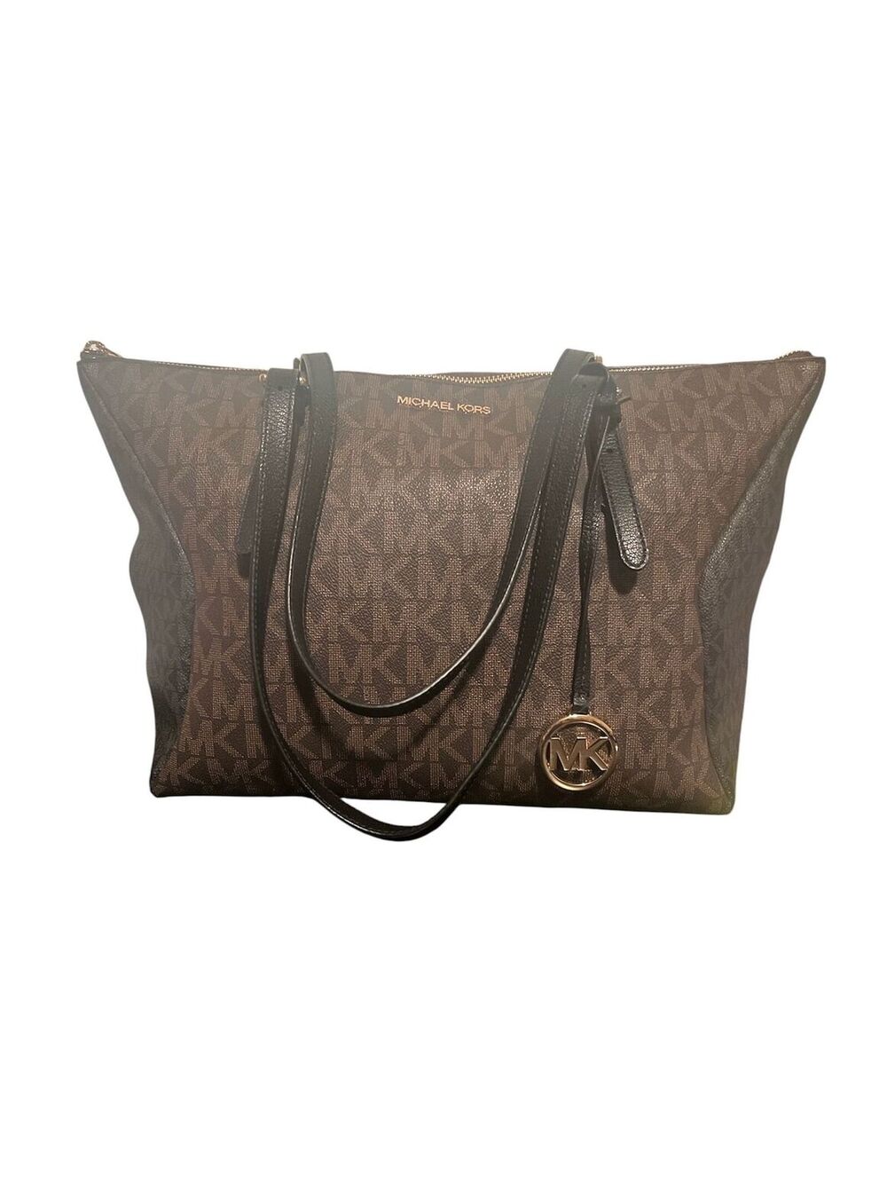 MK79. Michael Kors Coraline Large Two-Tone Signature Logo Tote Bag